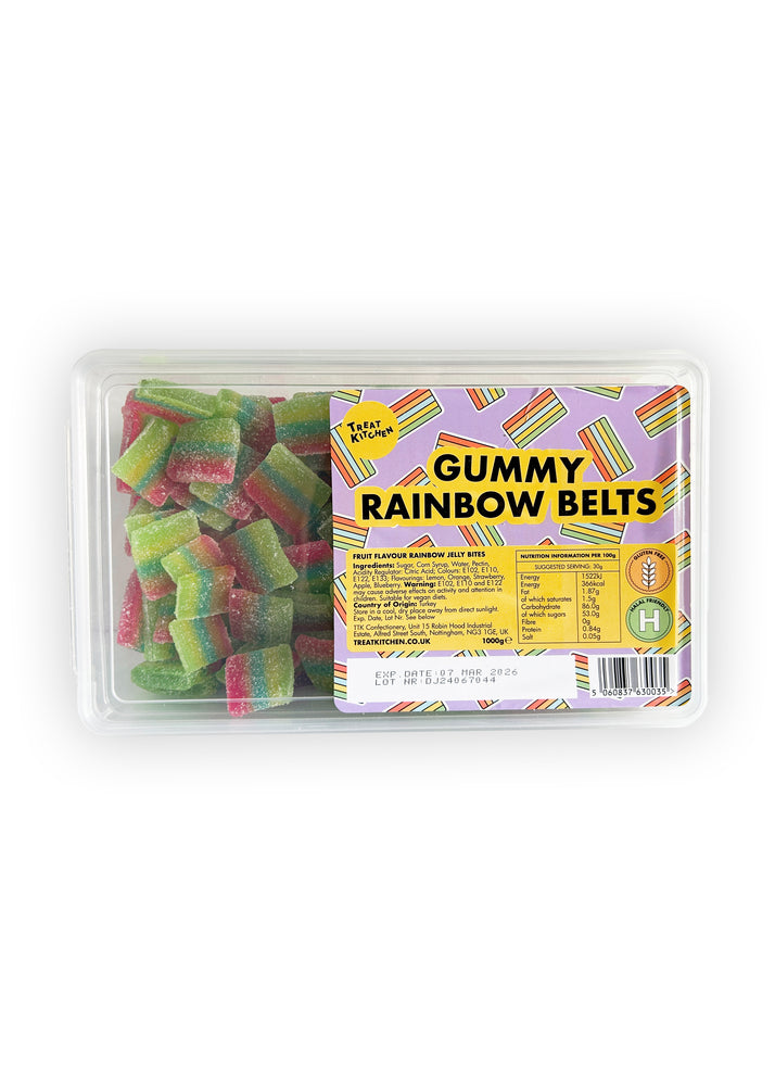 1KG of GUMMY Rainbow Belts Sweets (Vegan, Halal, Gluten Free)