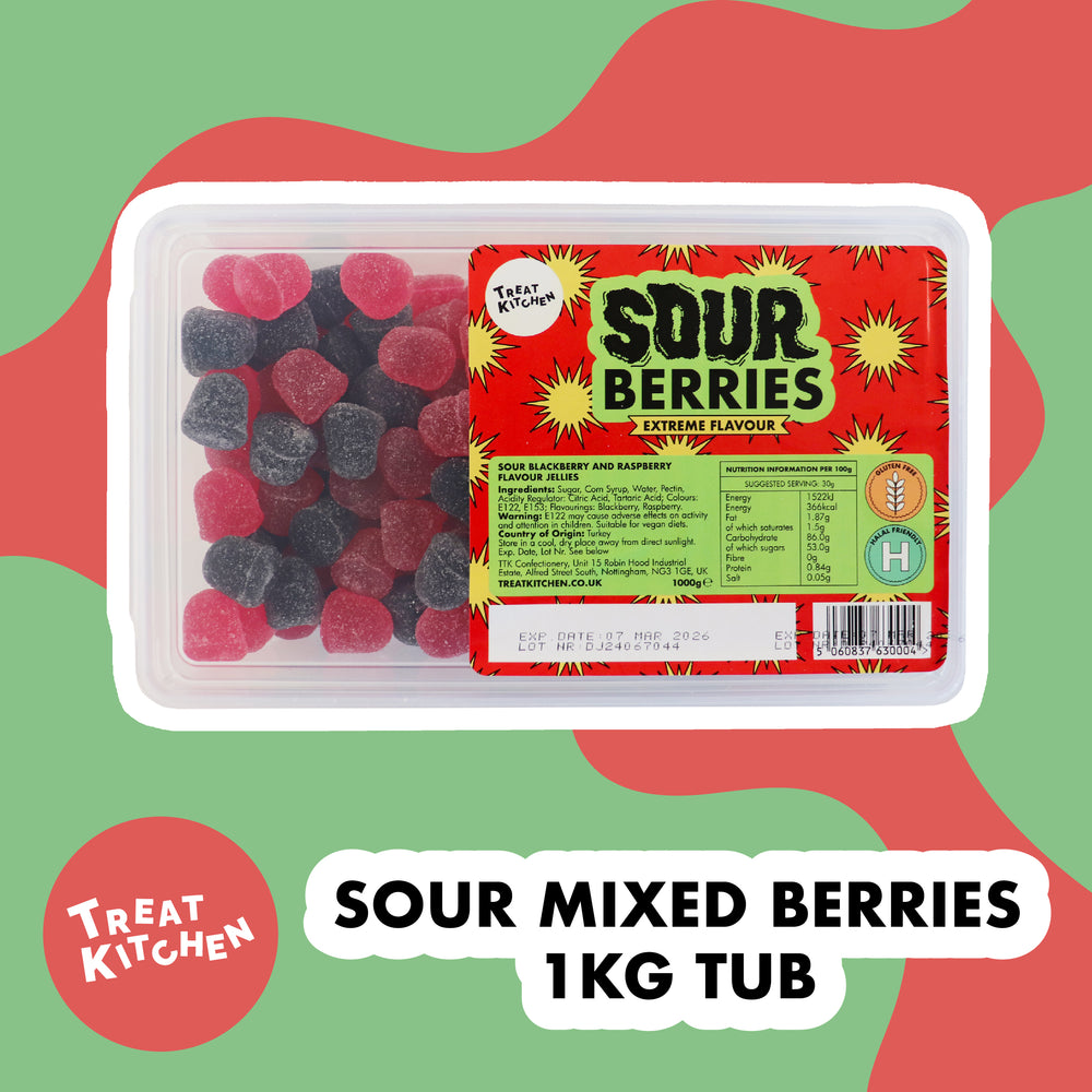 1KG of SOUR Mixed Berries Sweets (Vegan, Halal, Gluten Free)