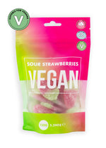 Vegan Sour Giant Strawberries Sweet Pouch 150g