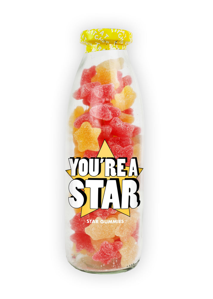 'You're a Star' Fizzy Cherry and Lemon Flavoured Stars sweet bottle 350g