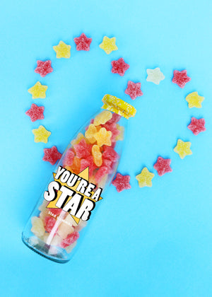 'You're a Star' Fizzy Cherry and Lemon Flavoured Stars sweet bottle 350g