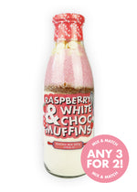 Raspberry and white chocolate muffins baking bottle BBE : 31/03/2025