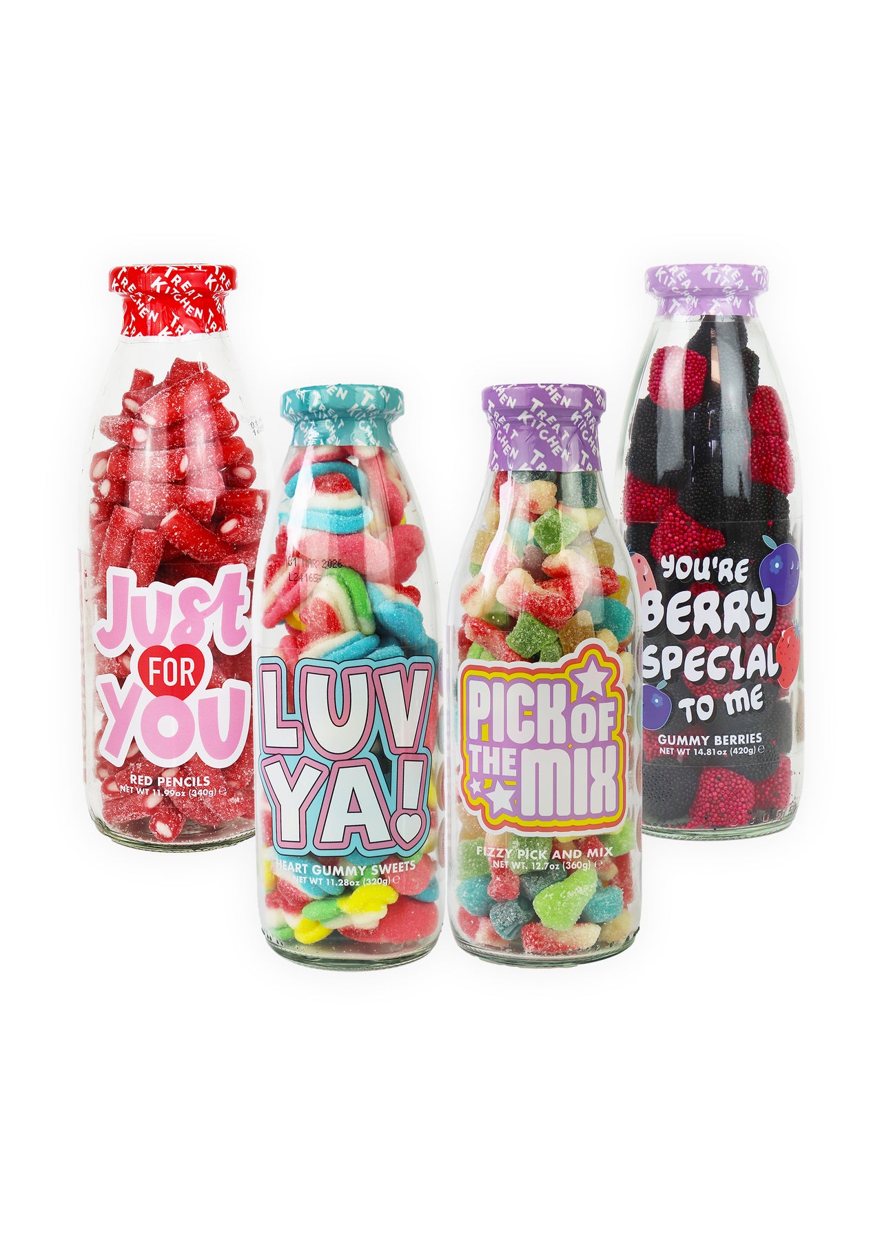 Four Sweet Message Bottle Gift Set