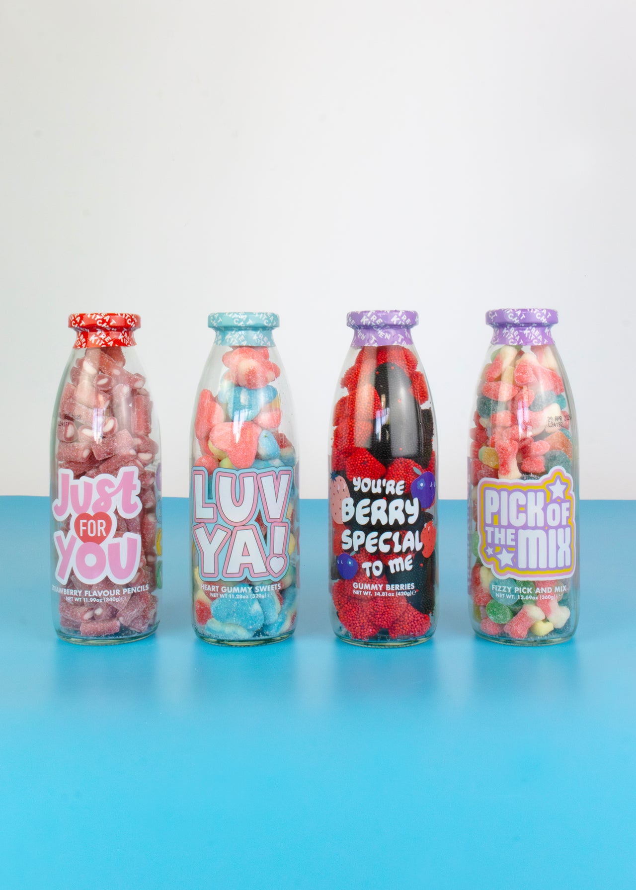 Four Sweet Message Bottle Gift Set