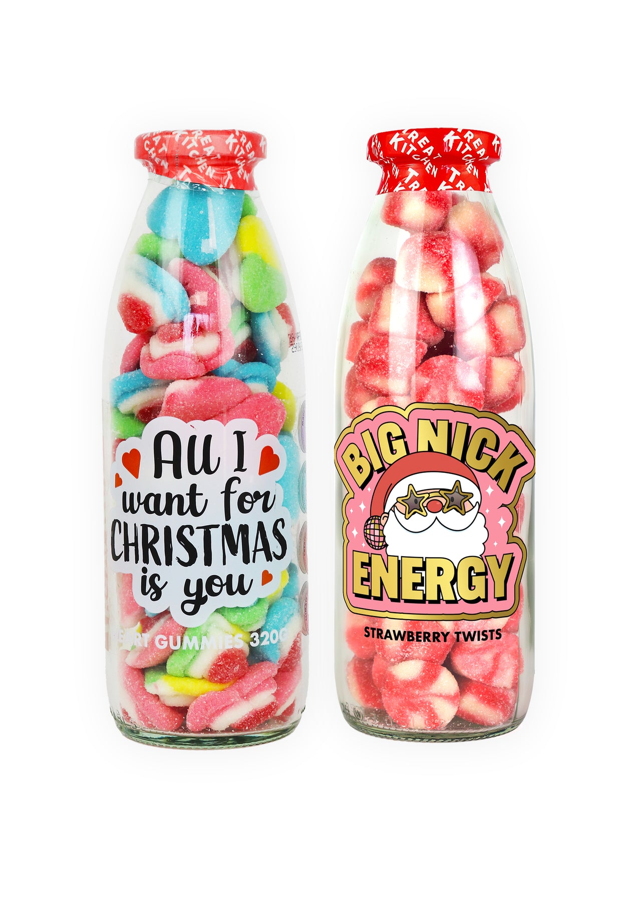 "All I Want For Christmas Is You" and "Big Nick Energy" Message Bottle Duo