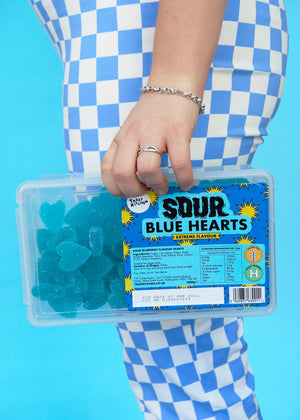 1KG of SOUR Blue Hearts Sweets (Vegan, Halal, Gluten Free)