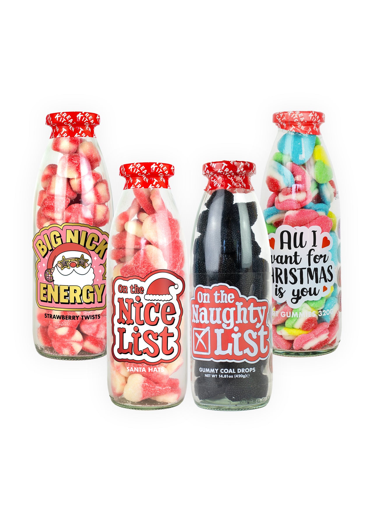 Christmas Message bottles of sweets Collection (4 pack)