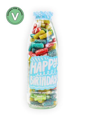 "Happy Birthday" Vegan Rainbow Pencils Sweets in a Bottle 380g