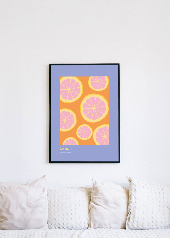 Lemon Design Art Print A4 | Lemons Fruit Wall Decor