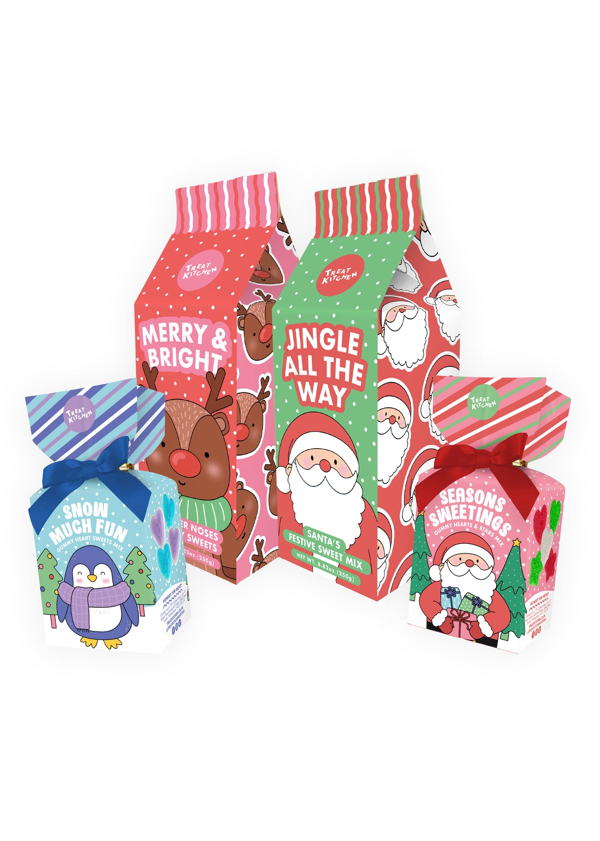 Christmas 2 Milk Cartons + 2 Sweet Crackers Gift Pack