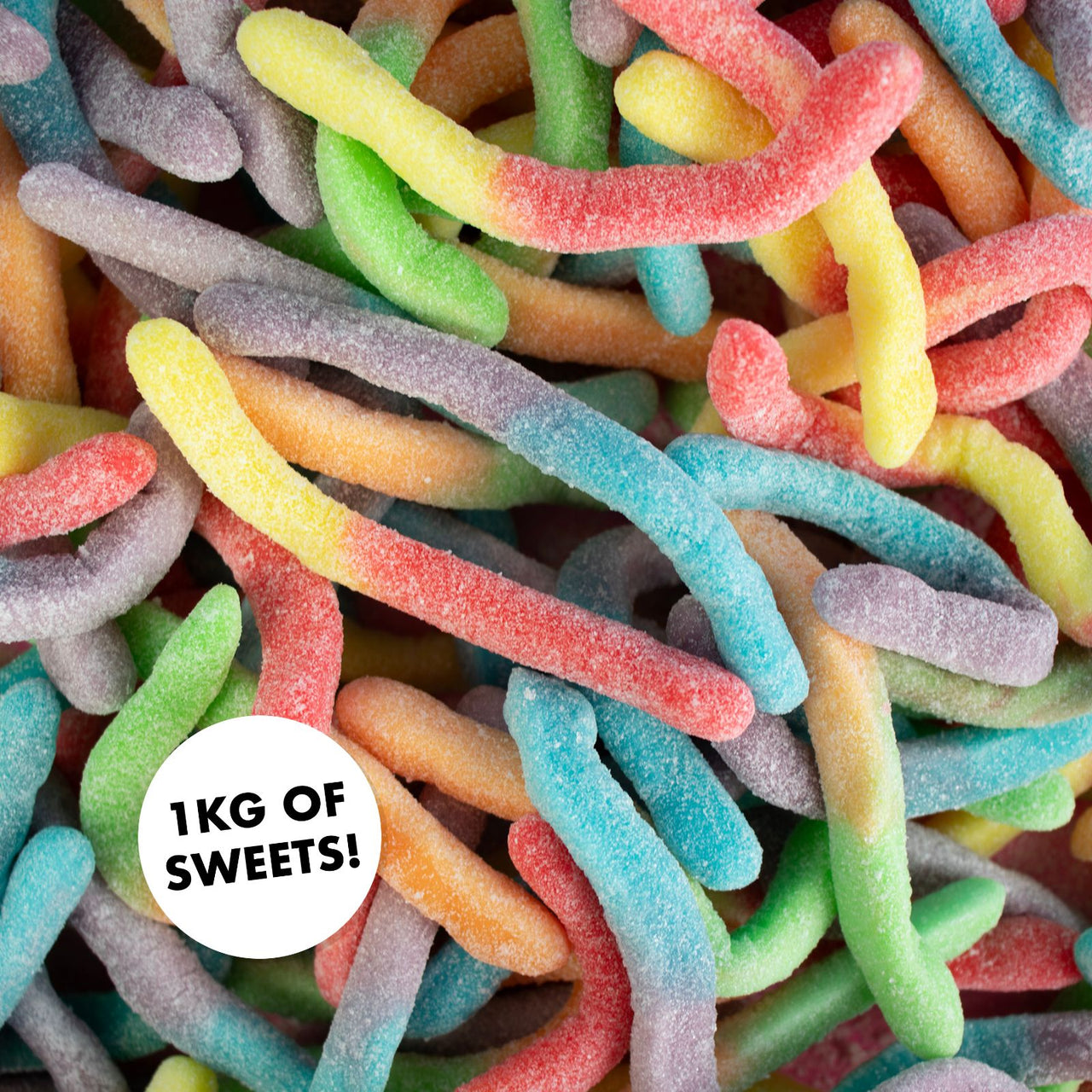 Sugared Neon Gummy Worms 1kg