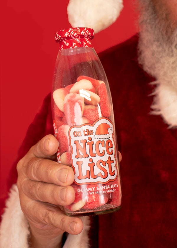 "On The Nice List" Message Bottle Of Sweets