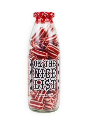 "On The Nice List" Gummy Candy Cane Sweets in Message Bottle 360g