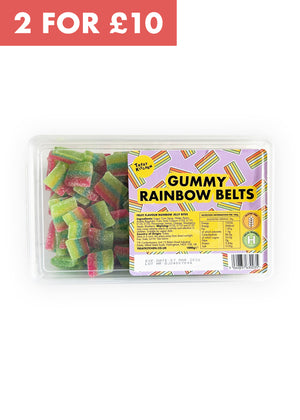 1KG of GUMMY Rainbow Belts Sweets (Vegan, Halal, Gluten Free)