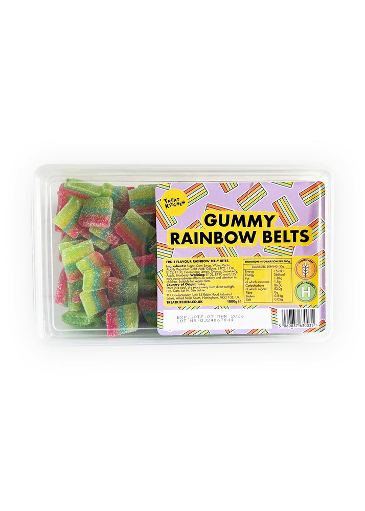 1KG of GUMMY Rainbow Belts Sweets (Vegan, Halal, Gluten Free)