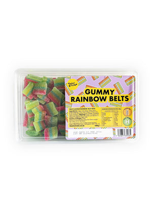 1KG of GUMMY Rainbow Belts Sweets (Vegan, Halal, Gluten Free)