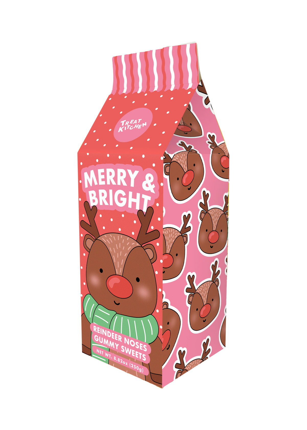 Merry & Bright Reindeer Noses Sweets Milk Carton