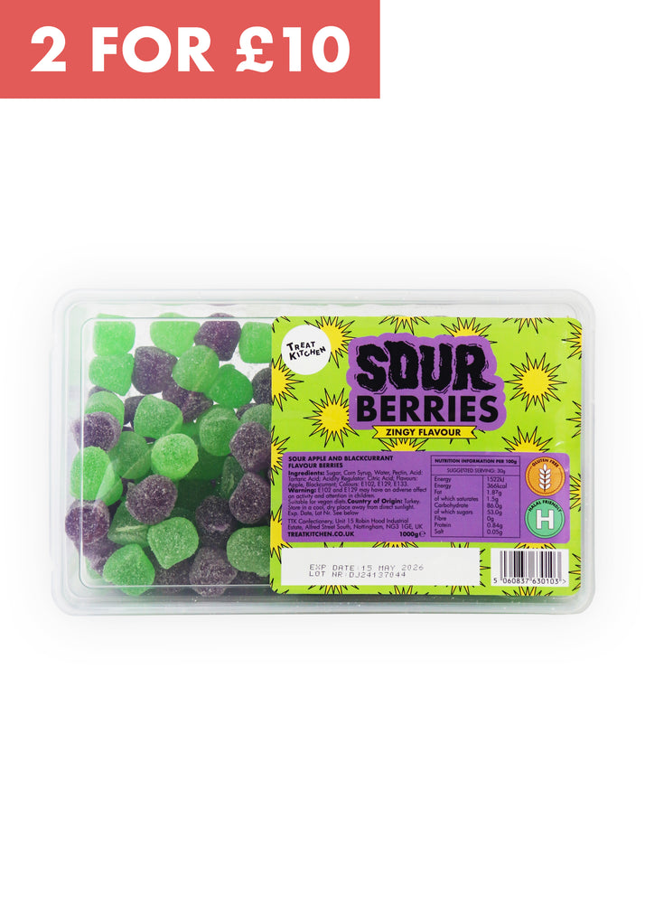 1KG of SOUR Apple & Blackcurrant Sweets (Vegan, Halal, Gluten Free)