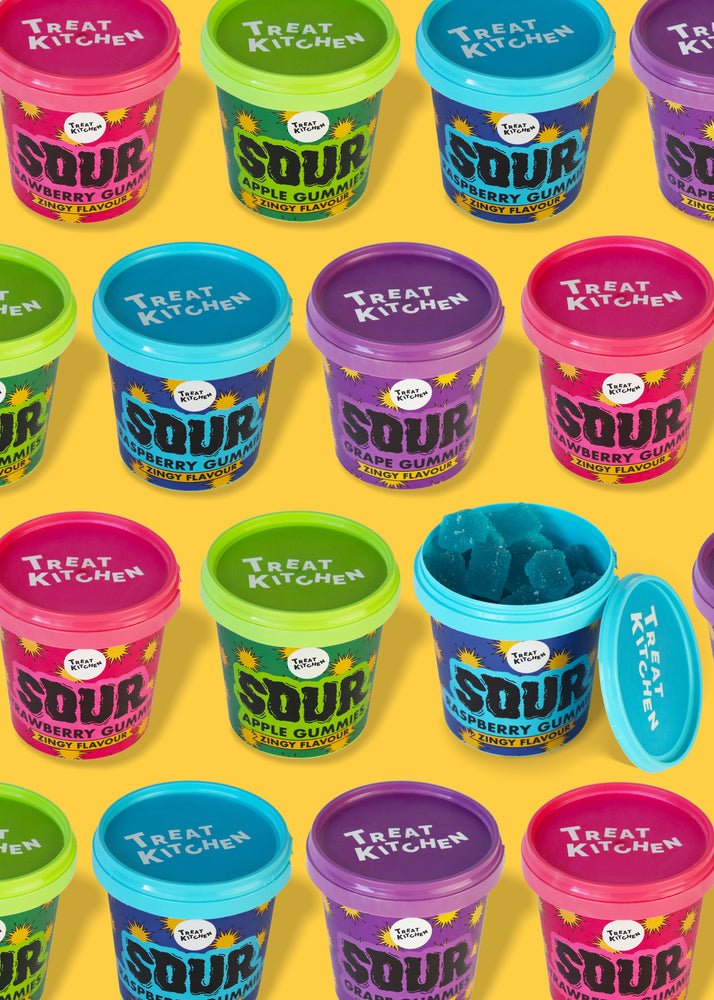 90g Blue Raspberry Flavour Super Sours Mini Tub