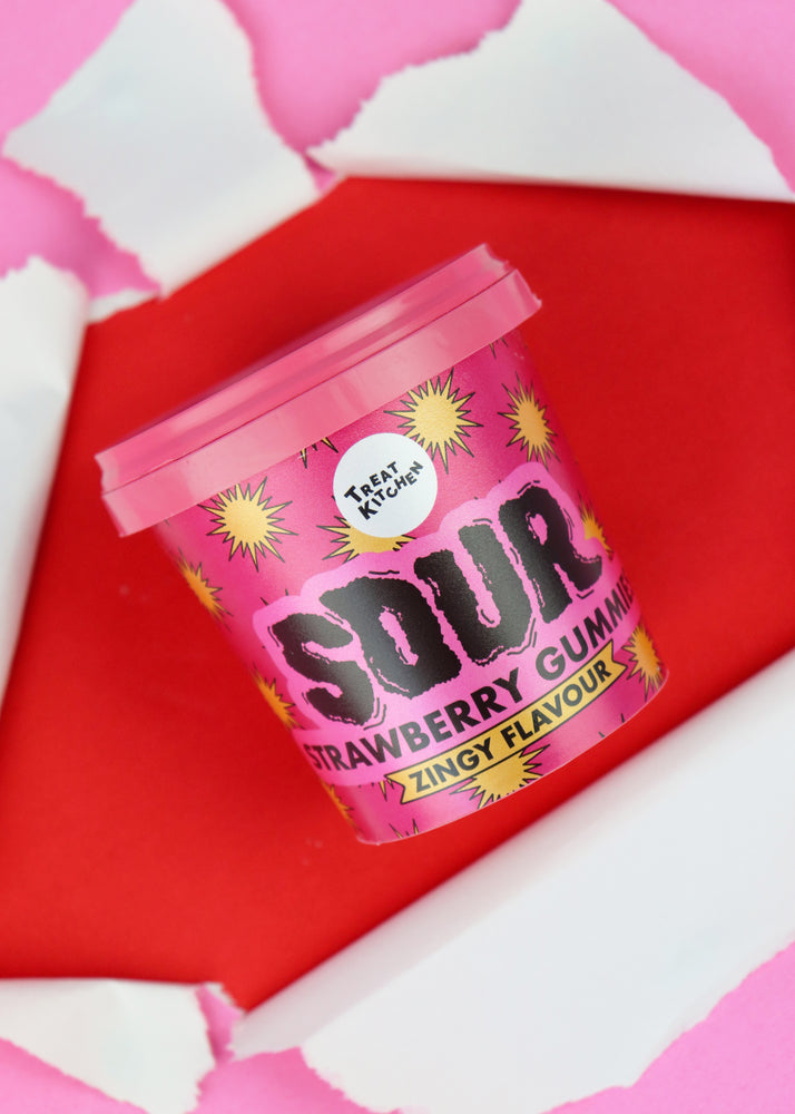 90g Pink Strawberry Flavour Super Sours Mini Tub