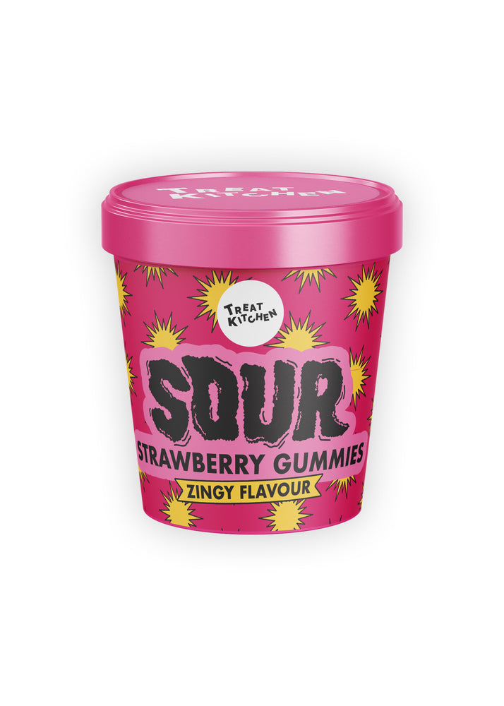 90g Pink Strawberry Flavour Super Sours Mini Tub