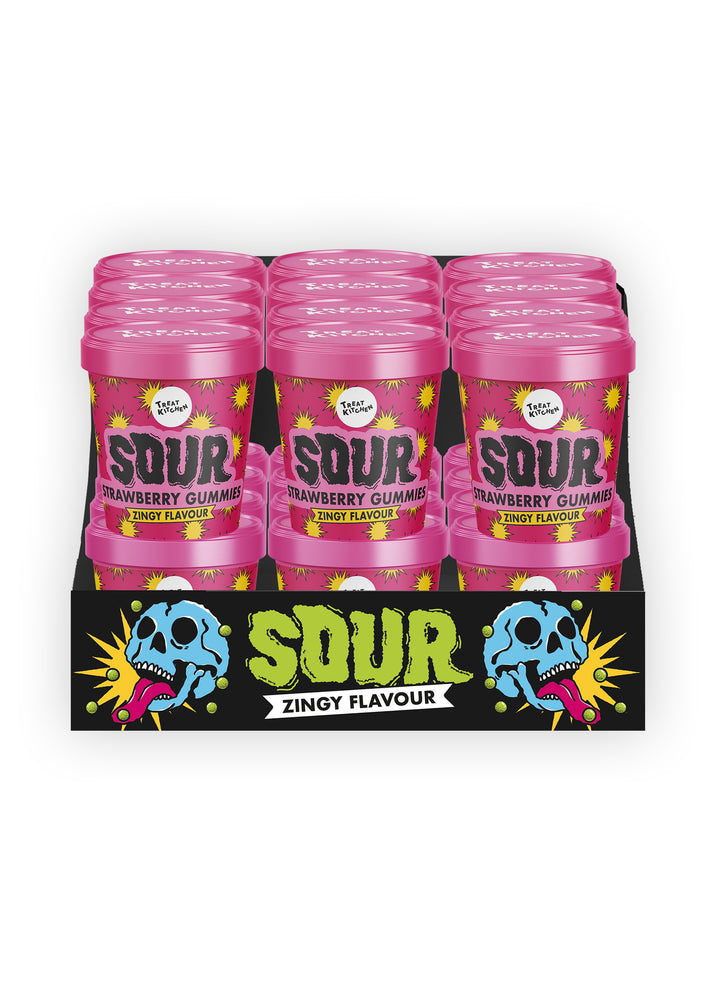 Case of 24 x 90g Pink Strawberry Flavour Super Sours