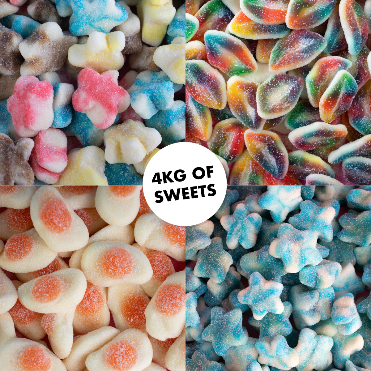 Sweet Shop Mix – 4kg Gummy Sweet Bundle | Fried Eggs, Twist Stars & Colourful Lips