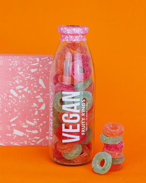 Vegan - Fruity Rings Sweets in Glass Bottle, 310g